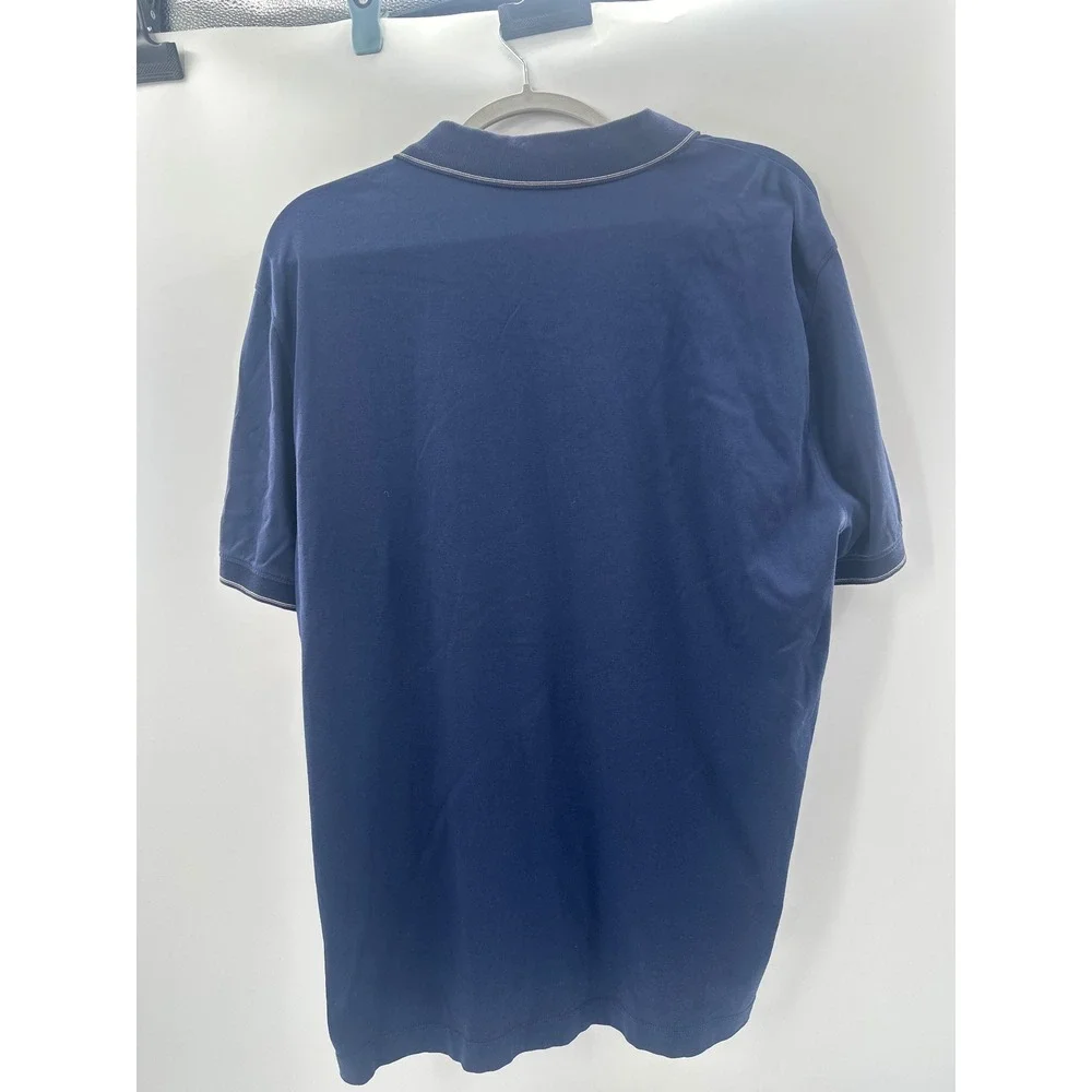 Banana Republic Mens Navy Blue Luxury Touch V-Neck Polo Shirt Large Short Sleeve
